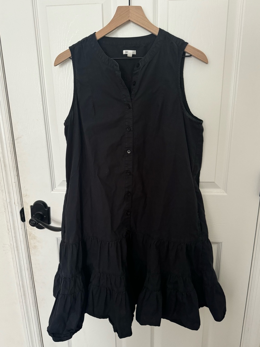 Joie sleeveless button down tiered black dress L